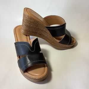 Black Tuscany wedge slide sandals